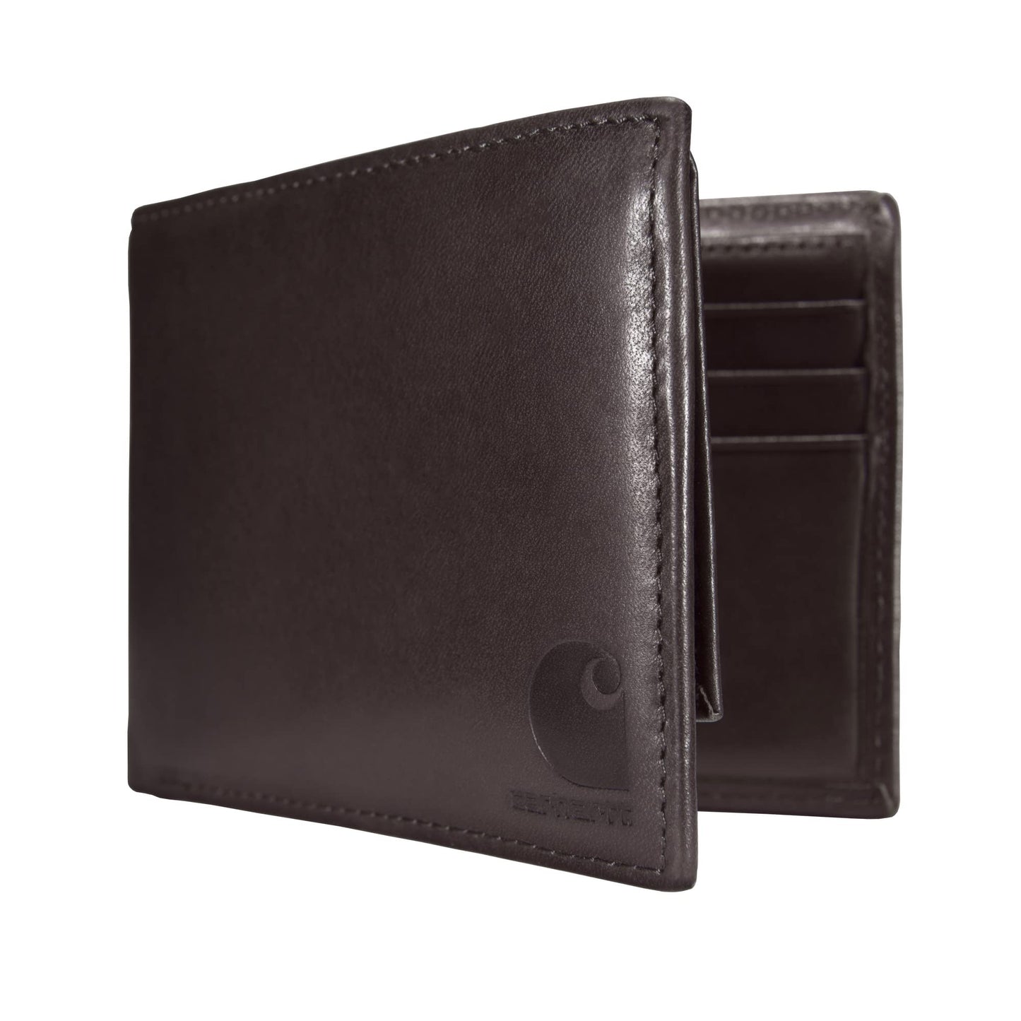Carhartt Men's Durable Oil Tan Leather Wallets, Available in Multiple Styles – Front pocket, Bi-Fold, Trifold Wallets for Men, RFID Blocking & ID Holder
