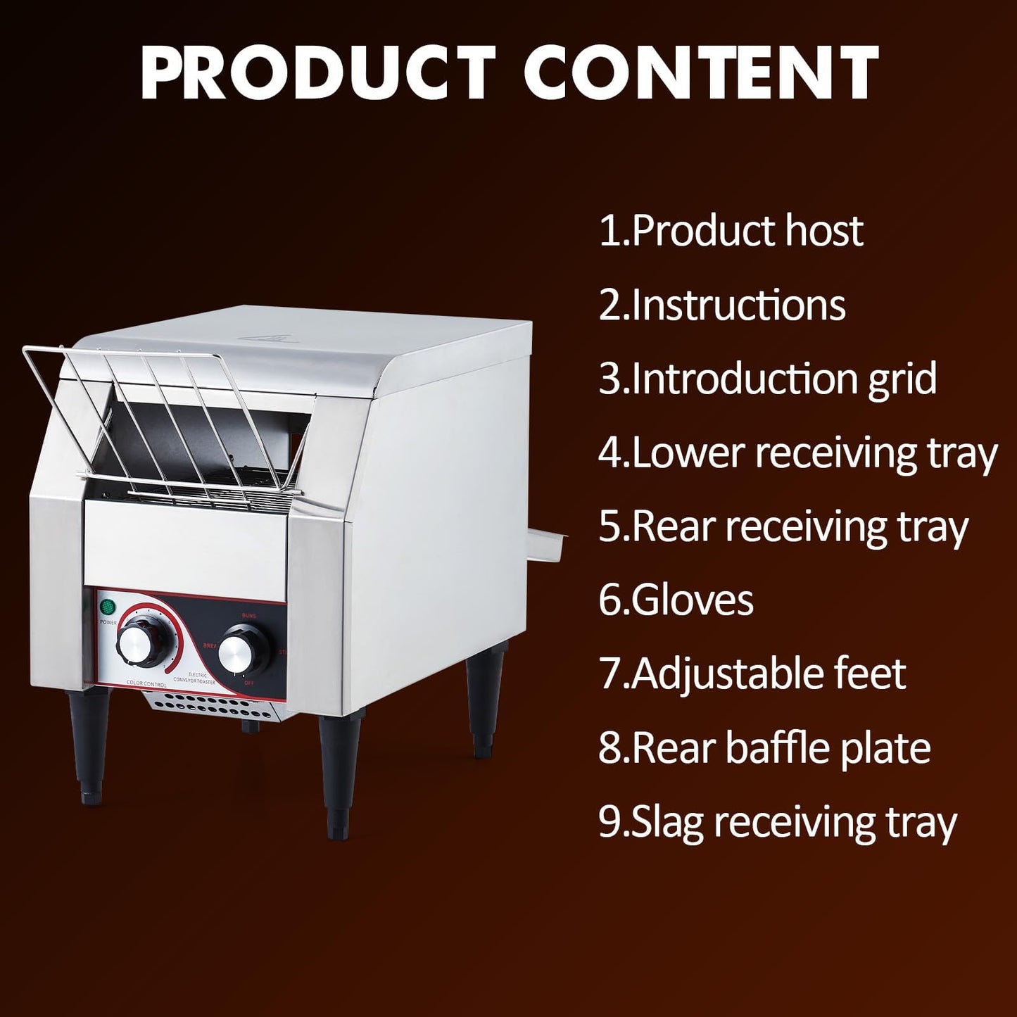Commercial Conveyor Toaster, 150 Slices/h Heavy Duty Stainless Steel Toaster, Dual Heating Tubes, 7-Speed Adjustable Electric Oven for Bagels, Croissants, Bakery, Café