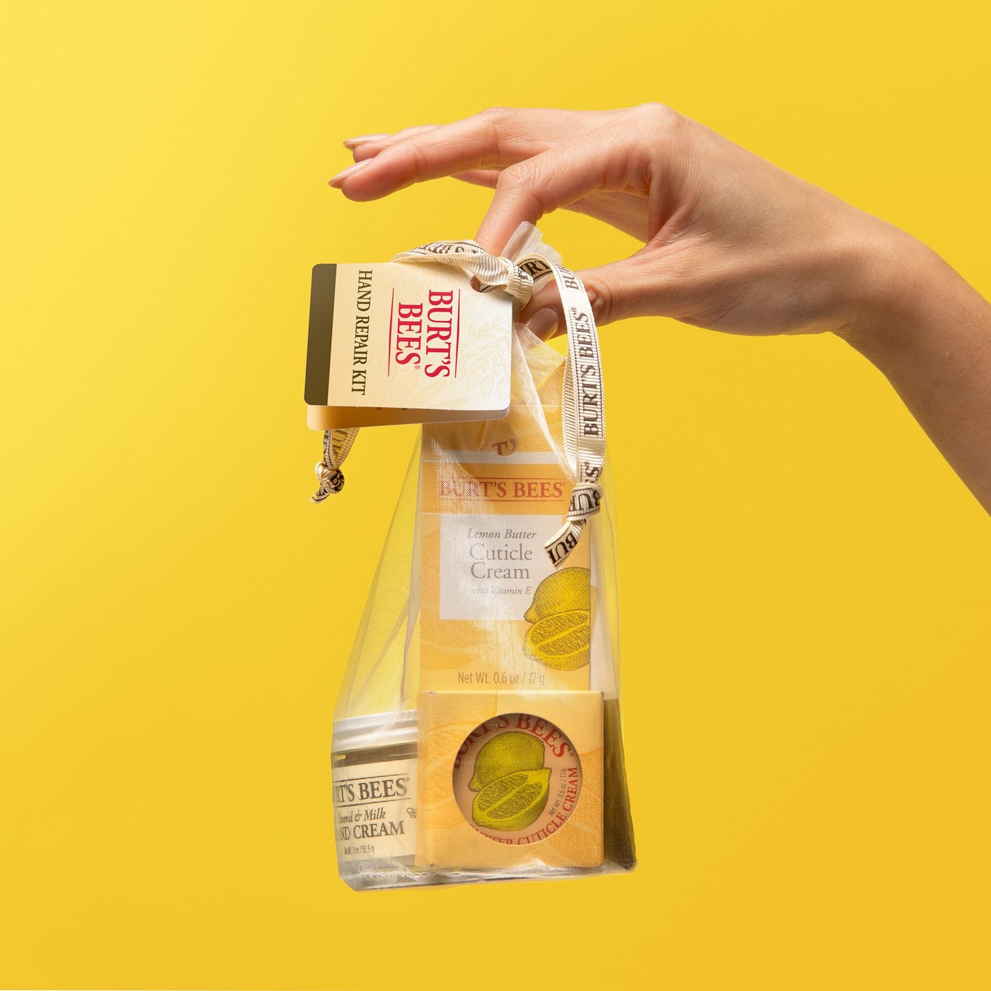Burt's Bees Back to School Gift Ideas - Hand Repair Set, 3 Hand Creams plus Gloves - Almond Milk, Lemon Butter Cuticle Cream, Shea Butter Repair