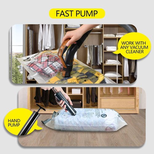 GONGSHI Vacuum Storage Bags, Space Saver Seal Bags For Clothing, Travel Luggage,Blankets, Comforters, Pillows, Clothes Storage.5 Jumbo 5 Large