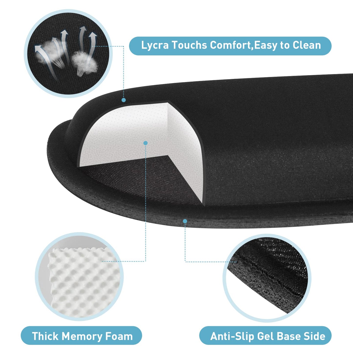 Yolanda Keyboard Wrist Rest Memory Foam, Easy Typing Pain Relief, Keyboard Mouse Pad Set for Computer, Laptop, Home & Office