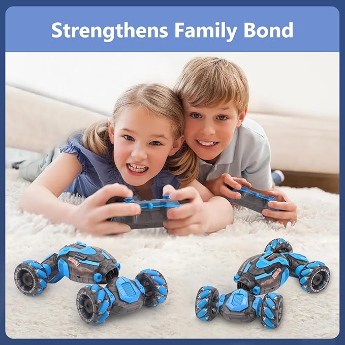 Gesture Sensing RC Stunt Car for Boys Remote Control Toys for Kids Age 5-7 6-8 9 10 11 12+ Years Old Birthday Gifts 2.4GHz Hand Controlled RC Drift Car with Light & Music Double-Sided Driving
