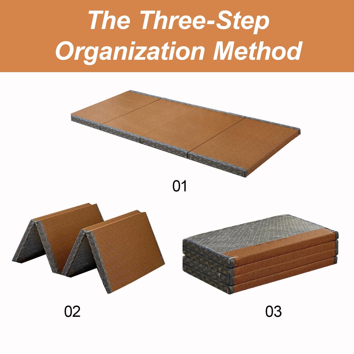 Dymhaoby Japanese Traditional Tatami Mattress, Coconut Coir Tatami Mat, Foldable Japanese Floor Mattress,Futon Bed,Meditation Mats for Floor,Summer Sleeping Mat(100 * 200cm)