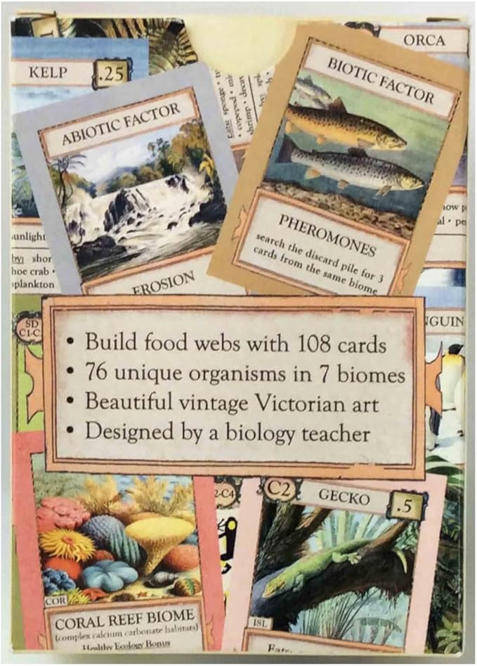 Ecologies: Hidden Habitats - Use Science to Build Food Webs in 7 Biomes - Beautiful Vintage Nature Art for The Classroom or Game Night