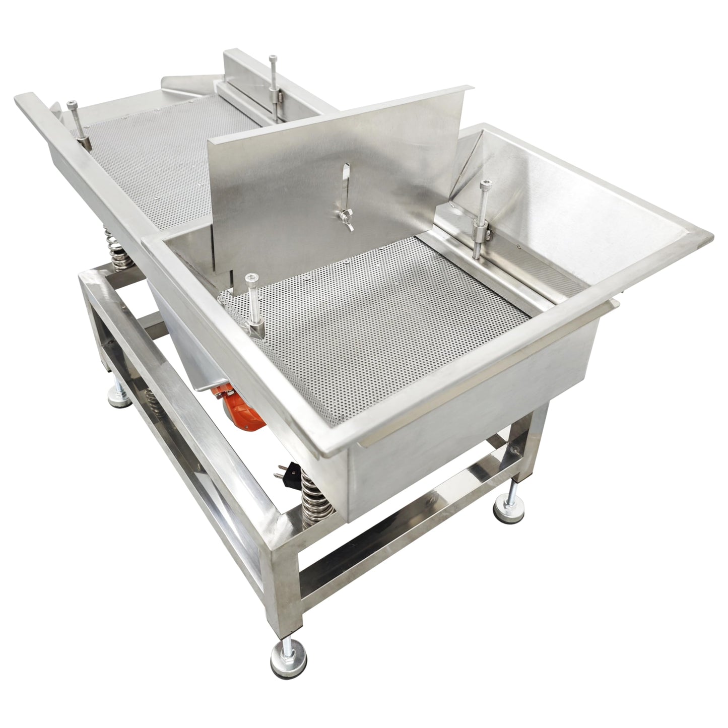 TECHTONGDA Straight Vibrating Sieve Screen Shaker Electric Linear Sifter Machine Stainless Steel One Layer Two Motors 1mm Round Hole Screen Size 11.8×31.5inch 110V