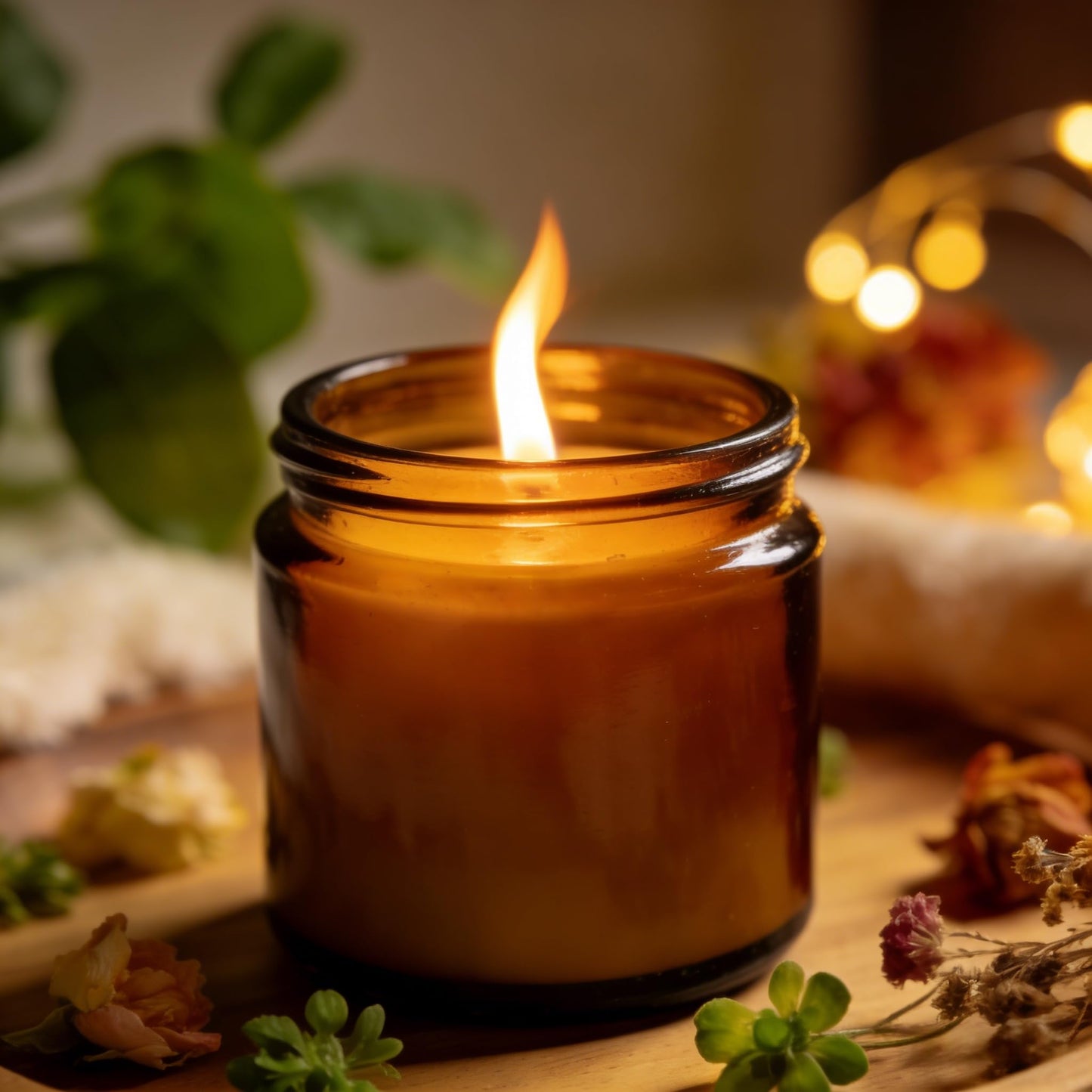 Fay Bless 2PCS Soy Wax Candle in Amber Glass Jar, Scented Candle, Long Burning Aromatic Candle for Home Decor, Everyday Ambiance (White Tea & Ginger Lily,250ml)