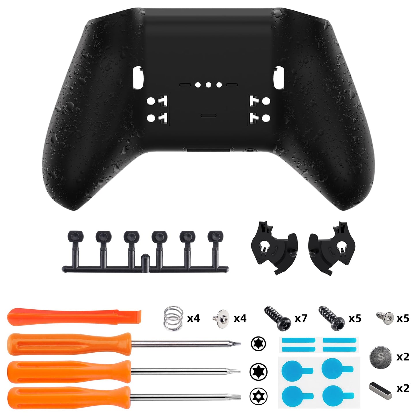 eXtremeRate Replacement Bottom Shell Case for Xbox Elite Series 2 Controller, Textured Black Non-Slip Back Housing Shell, 3D Splashing Cover for Xbox Elite Series 2 Core Wireless Controller Model 1797