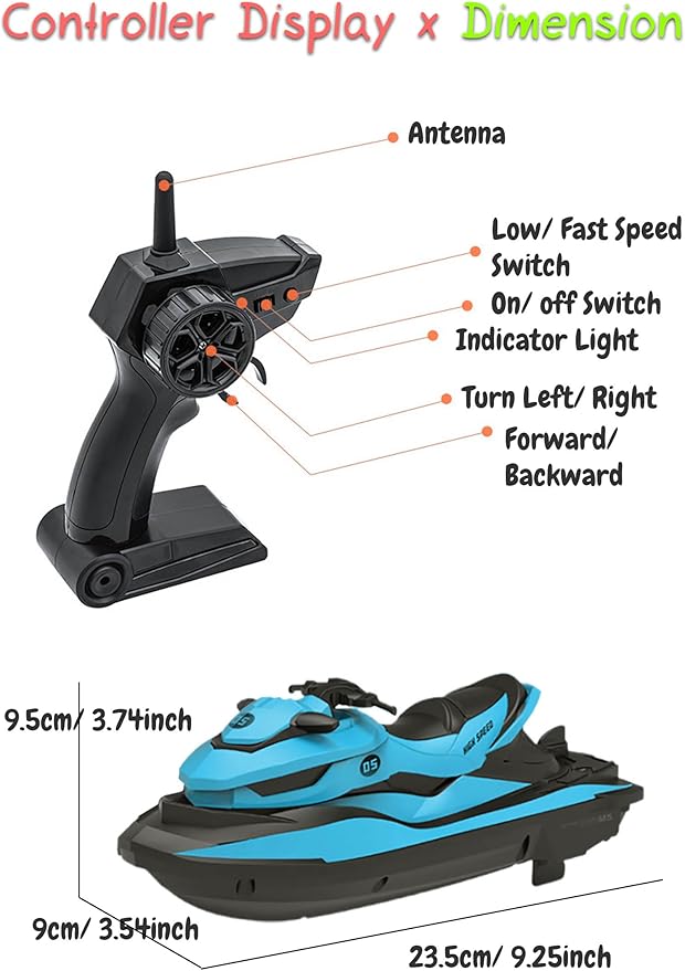 2.4 GHz RC Motorboat for Kids & Adults 10 km/h High-Speed Dual-Motor Electric Racing Jet Ski Toy 50 m Range 20 min Play Low-Battery Alarm Pool & Lake Ready (Green)