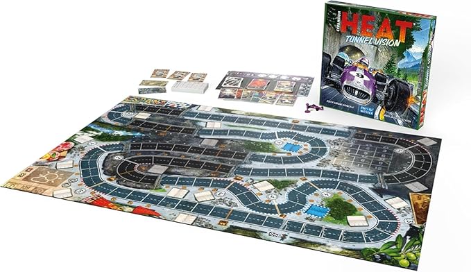 Asmodee Heat: Tunnel Vision Board Game Expansion - New Tracks Championship Season & Front Wing Module Racing Strategy Game for Kids & Adults Ages 10+ 1-7 Players 60 Min Playtime