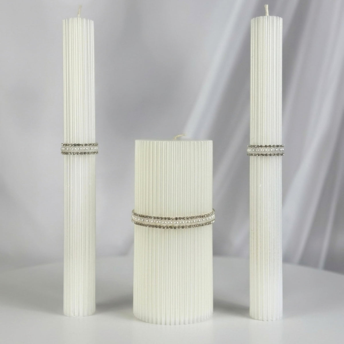 Magik Life Unity Candle Set - Wedding Ceremony & Reception – 6” Pillar & Two 10” Taper Candles – Long Burning Unity Candles for Marriage Ritual & Home Decor– Handmade in USA – King|White