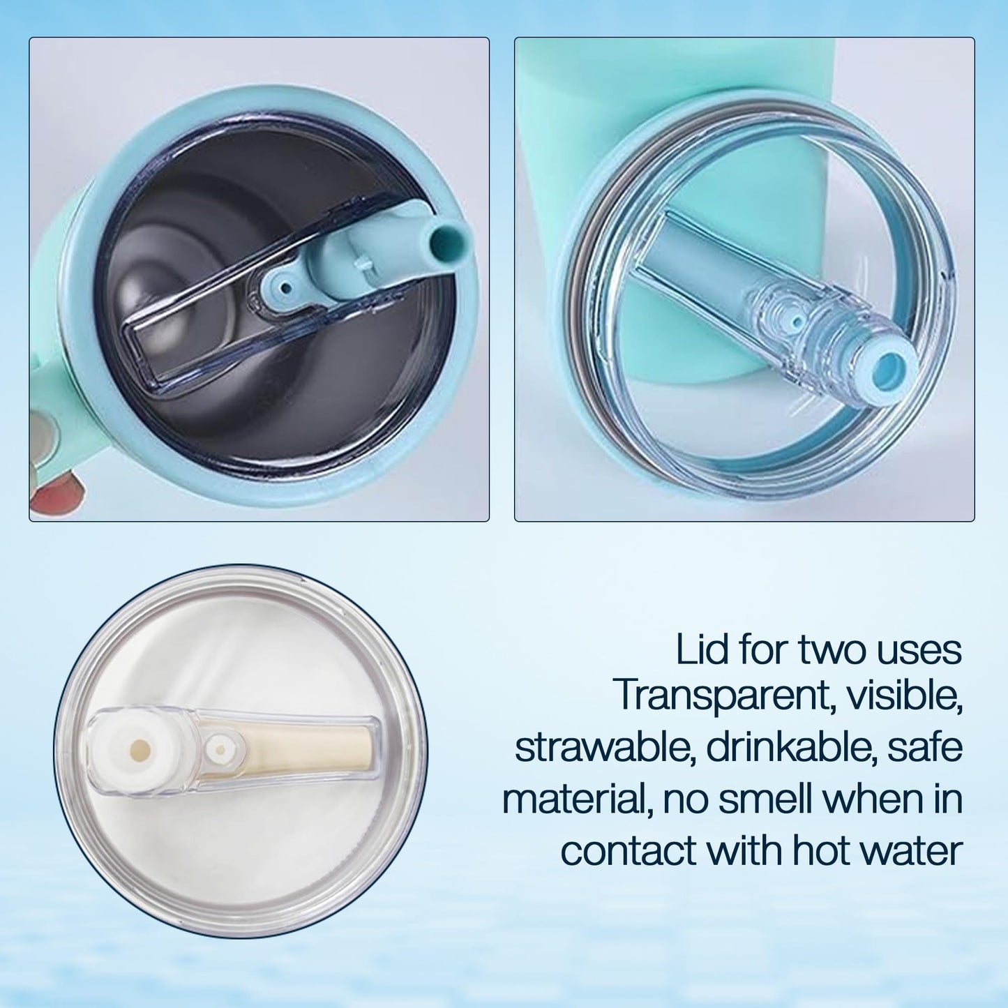 2 PCS 30oz Tumbler Lids with Flip Straw - Reusable, Spill-Proof, Leak-Proof Replacement Lid for stainless steel Tumblers"(white cream)