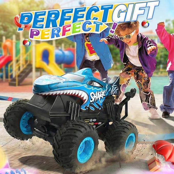 BEZGAR Monster Truck Toys Remote Control Monster Truck with Dancing Spins Lights & Music 1:20 Remote Control Car for Boys 4-7 5 6 7 8 9 10 +Year Old Boys Birthday Gifts (Blue)