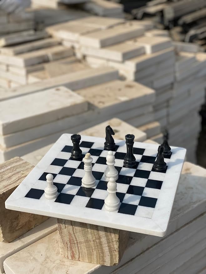 12 Inch Marble Chess Set Handmade Onyx Full Chess Game Set.Comes in Rexine Box Packaging. Perfect for Gifting (White Black)