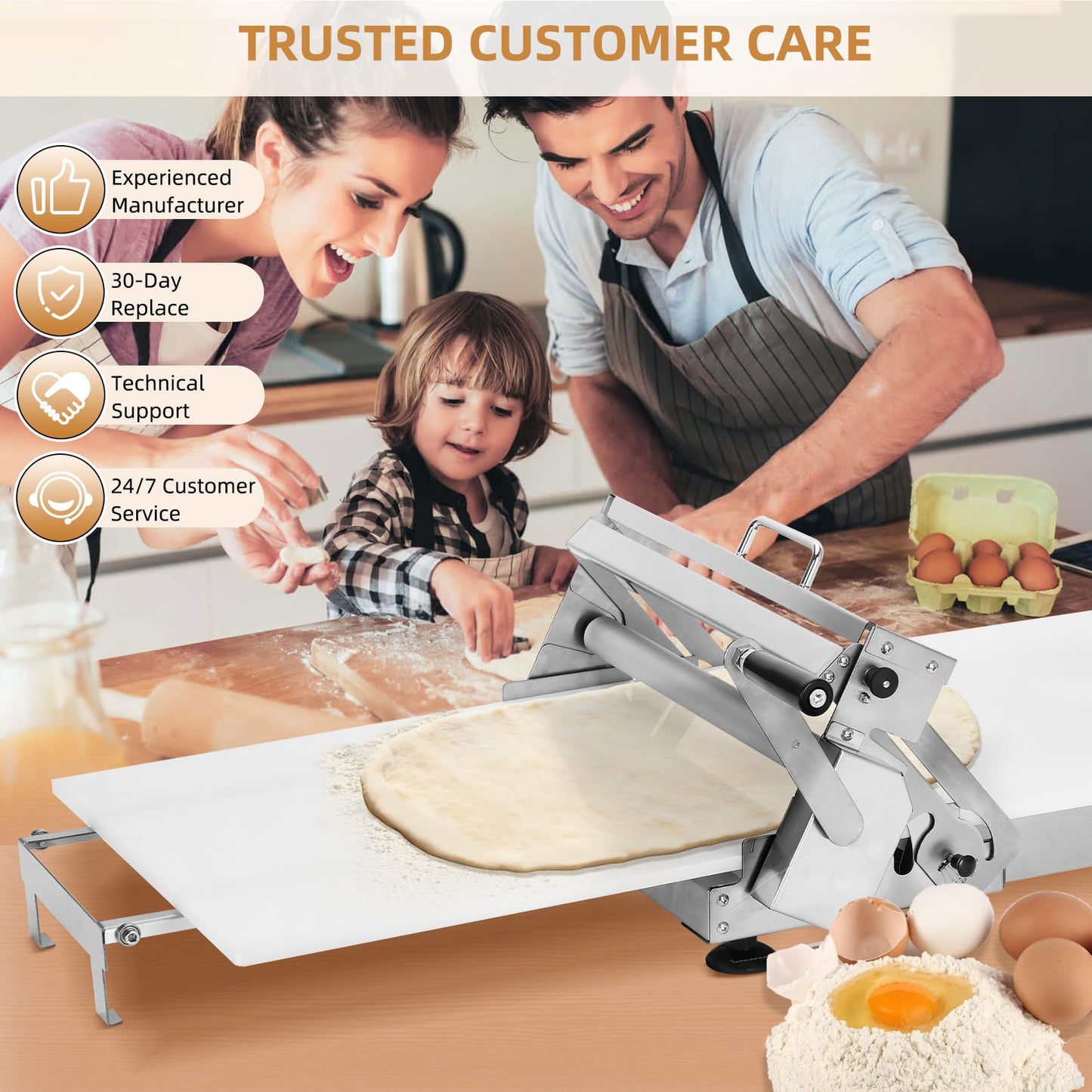 Folding Dough Sheeter (15.8"), Countertop Dough Sheeter, Dough Sheeter, Manual Dough Sheeter, Adjustable Thickness, Stainless Steel Dough Roller Machine, Bread, Pizza, Cookies, Pie (1 Rolling Board)