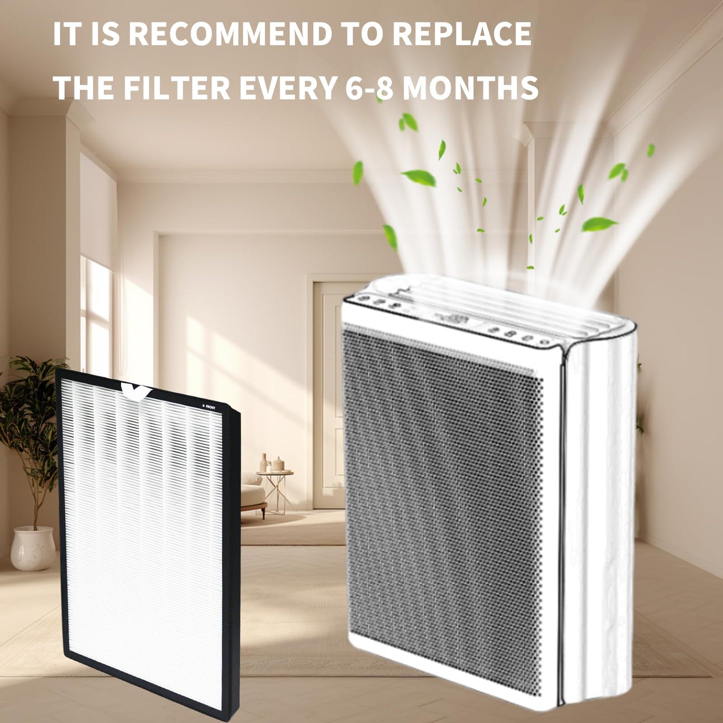 2 Pack Replacement Filter for LEVOIT Everestair Air Purifier, H13 True HEPA 3-in-1 Filter, High Efficiency with Activated Carbon Filter