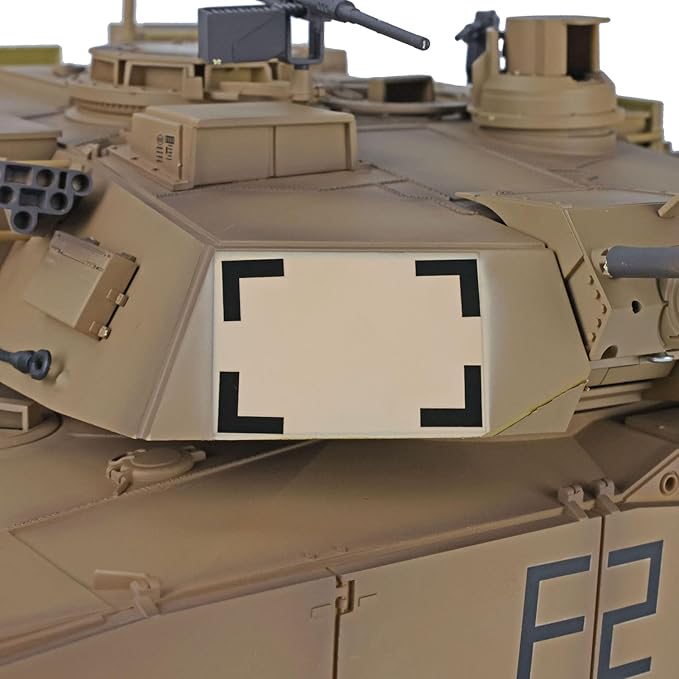 Heng Long US in Stock RC Tank 2.4Ghz 1/16 Scale 7.0 Plastic Ver M1A2 Abrams RTR Smoking Unit IR Combat Lifting Barrel for 3918 Model 340° Rotating Turret Torsion Bar Suspension BB Shooting