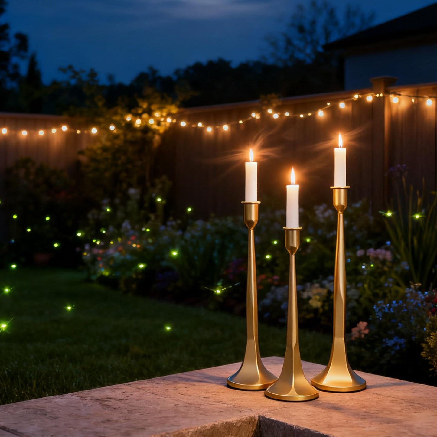 Set of 3 Gold Iron Candlestick Holders – Tapered Candle Holders for 3/4" Candles, Tall Candle Stick Set for Dining Table, Wedding, and Home Décor