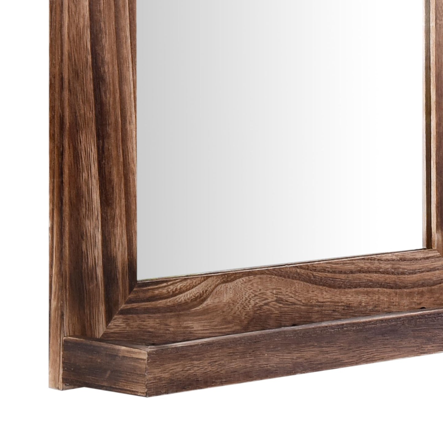 QDSSDECO 16"×20" Wall Mirror with Shelf Farmhouse Decor Rectangular Mirror Hanging for Bathroom, Vanity, Bedroom, Entryway, Living Room,Brown with Hemp Rope