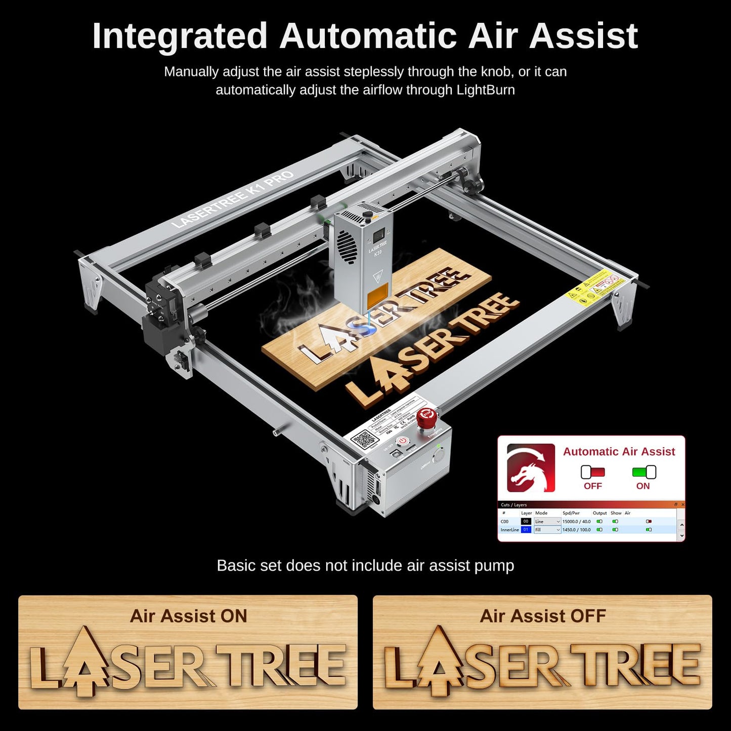 LASER TREE Laser Engraver, 40000mW(40W)Output Power Laser Engraver Machine, High Precision Laser Cutter and Engraver for Wood & Metal Paper Acrylic Glass Leather etc, Class 4 (Basic)