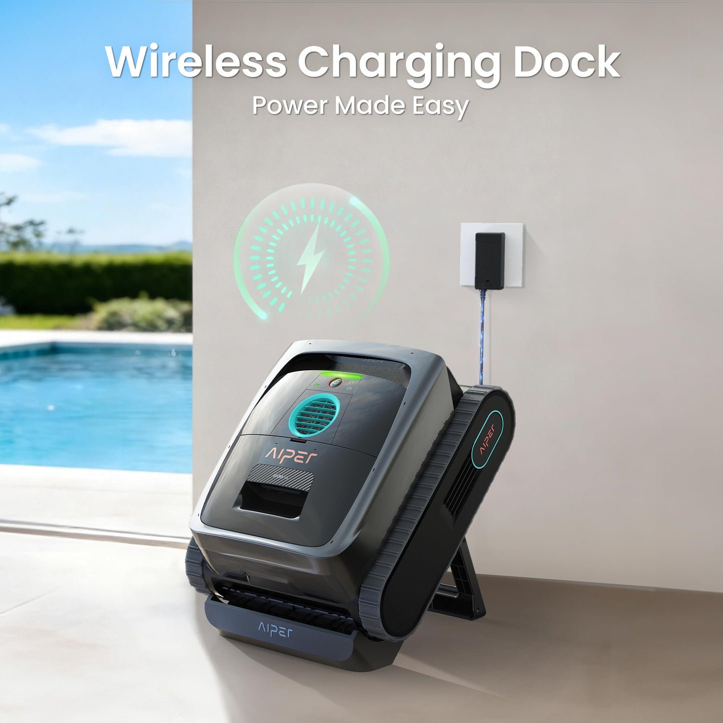 AIPER Scuba V3 AI Vision Cordless Robotic Pool Cleaner, Include Wireless Charging Dock, Smart Waterline Parking & Featherlight Design, Micromesh Multi-Layer Filtration, Grey