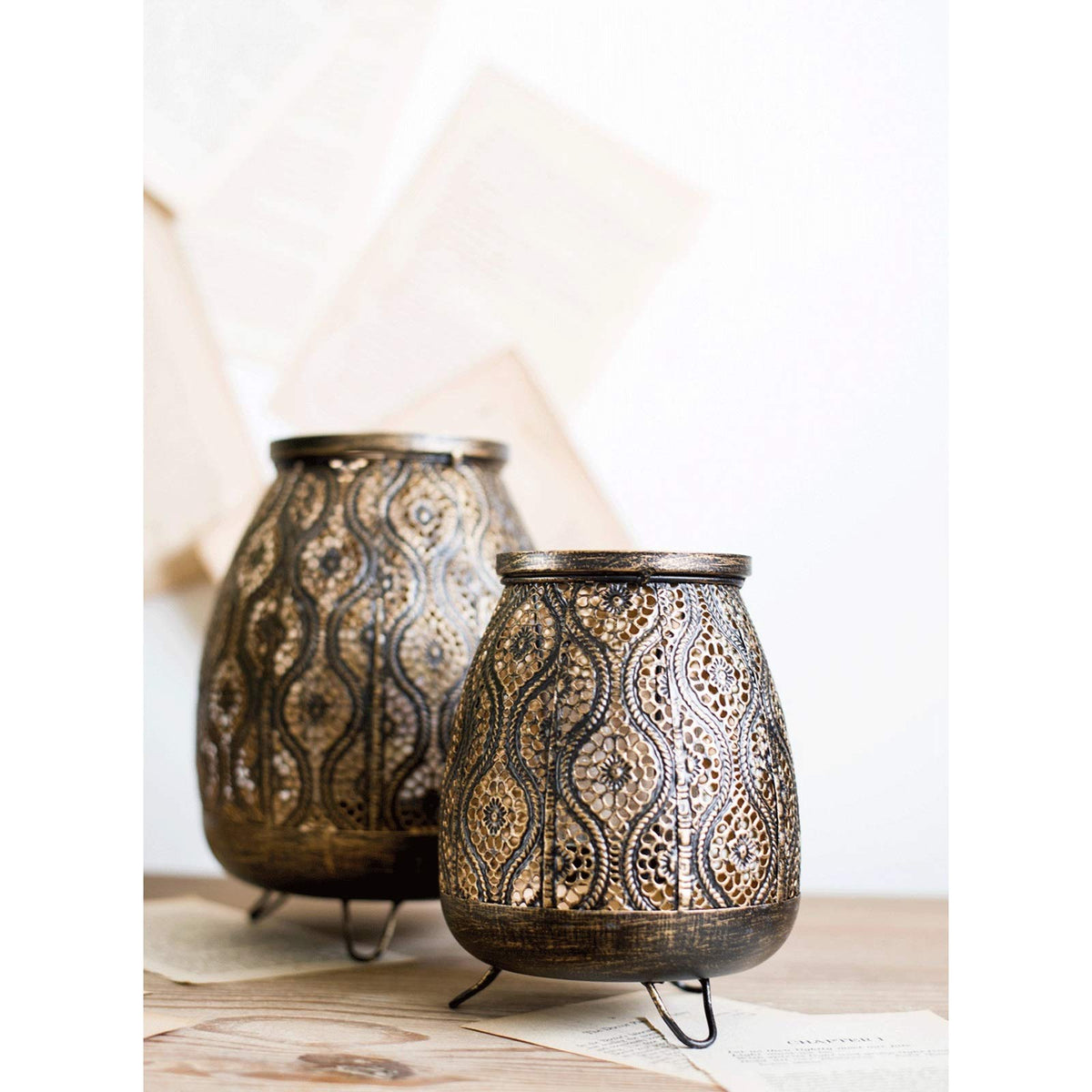 XILIN-1987 Candle Holderss Retro Wrought Iron Candle Holder Hollow Carved Candlestick Centerpieces for Wedding, Home Decor, Ceremony and Anniversary Decorative Candlestick (Size : Small)