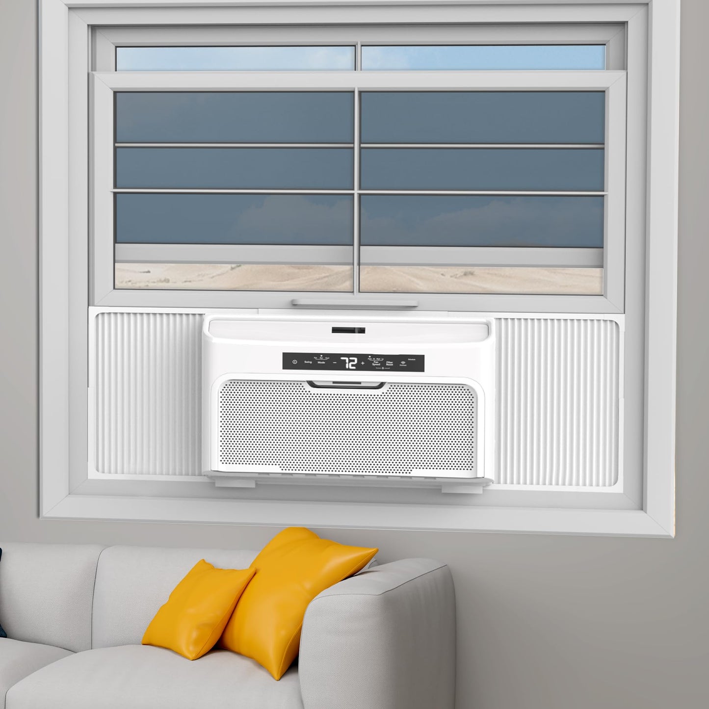 Wintcomfort Window Air Conditioner Side Panel with Adjustable Frame, Adjuatable Window AC Accordion Filler Kit for Window AC Units 14000~22000 Btu, Window AC Insulation Side Panels with Frame