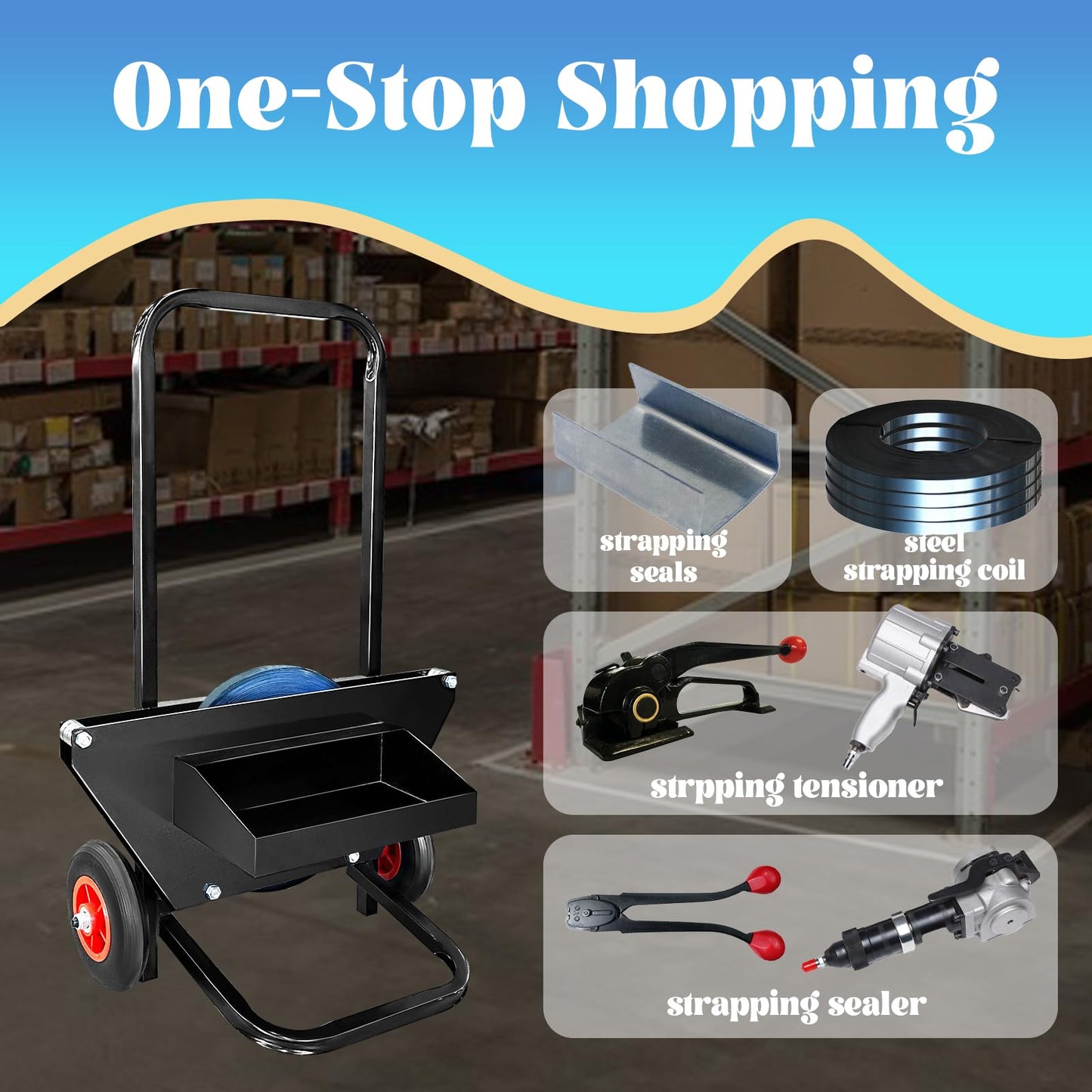 NVOYAJUAN Bluing Steel Strapping Coil 3/4" x .020" x 2150' Metal Banding Strap Break Strength 1800 lbs Heavy Duty Pallet Strapping Roll(2 Roll Single Ply)