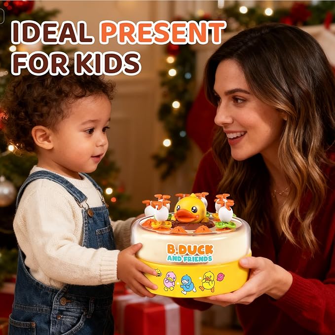 B.Duck Catch and Bounce Games Toys for Kids 3-5 B.Duck Board Games with 3 Nets for Kids 4-6 Christmas Birthday Easter Gifts for Toddler Boys Girls 3 4 5 6 Years Old