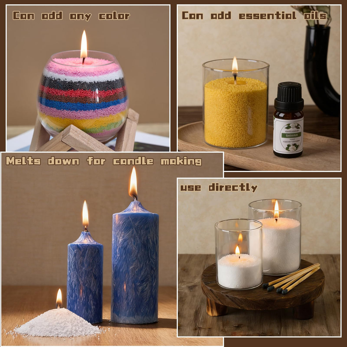 Candle Sand 4LB Sand Candles with Wicks Candle Making Kit Refillable Candle Wax Pearled Candles Sands and Wicks(50) Candles Refill Kit for Weddings, Dating, Halloween, Christmas