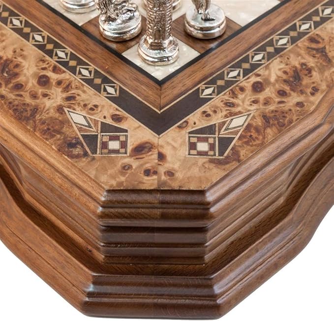Handmade Chess Set Mosaic Art 15 - Wooden Chess shess Board with Metal Chess Pieces- Gift Item