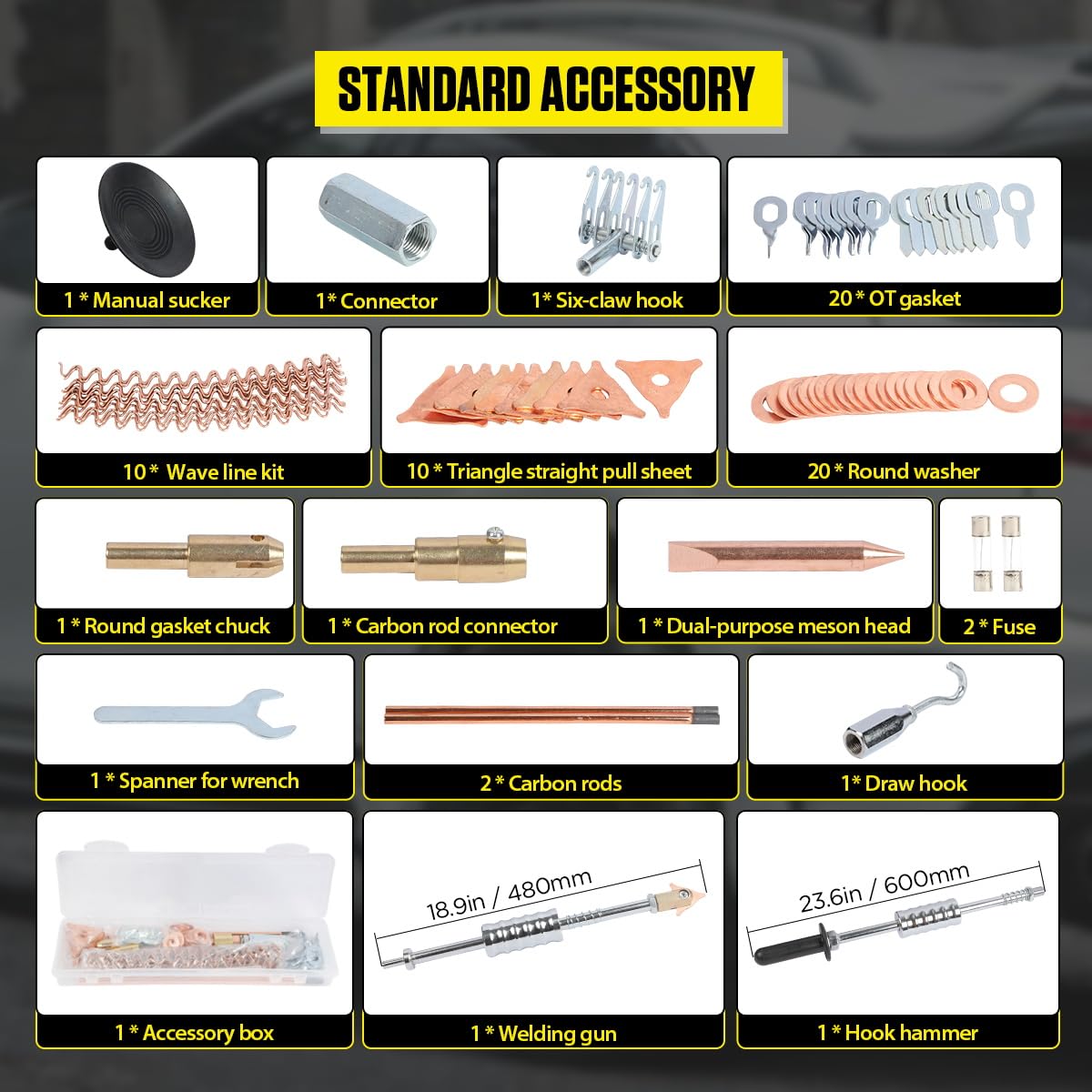 Spot Welder Dent Puller 3800A Dent Puller Machine 6 Modes Dent Puller Welder Intelligent Induction Stud Welder Smaller Welding Spots Auto Car Body Dent Puller Repair Kit 110V with Overheat Protection