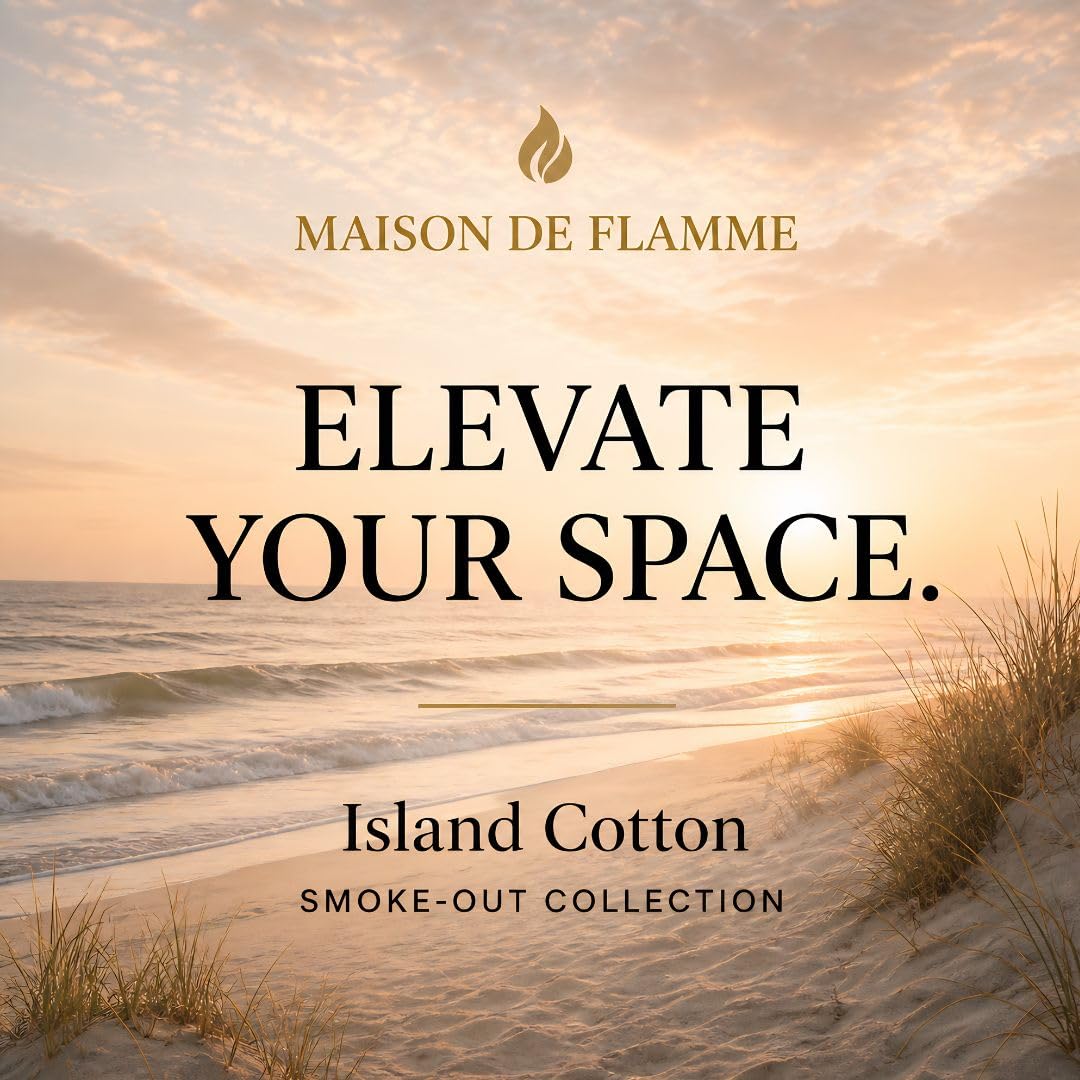 Fresh Linen Scented Candle, Soy Wax Candle for Bathroom, Powder Room & Bedroom, Up to 30 Hour Burn Time, Giftable, Sea Breeze Jasmine and Soft Musk Fragrance, Island Cotton, 5.3 oz β Maison De Flamme