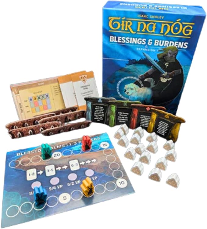 Tír na nÓg: Blessings & Burdens by Grand Gamers Guild | Ages 14+ | 1-5 Players | Modular Expansion Featuring New Geas Cards Blessed Realms Triquetra Goals Lore of Places and Morrigan Followers