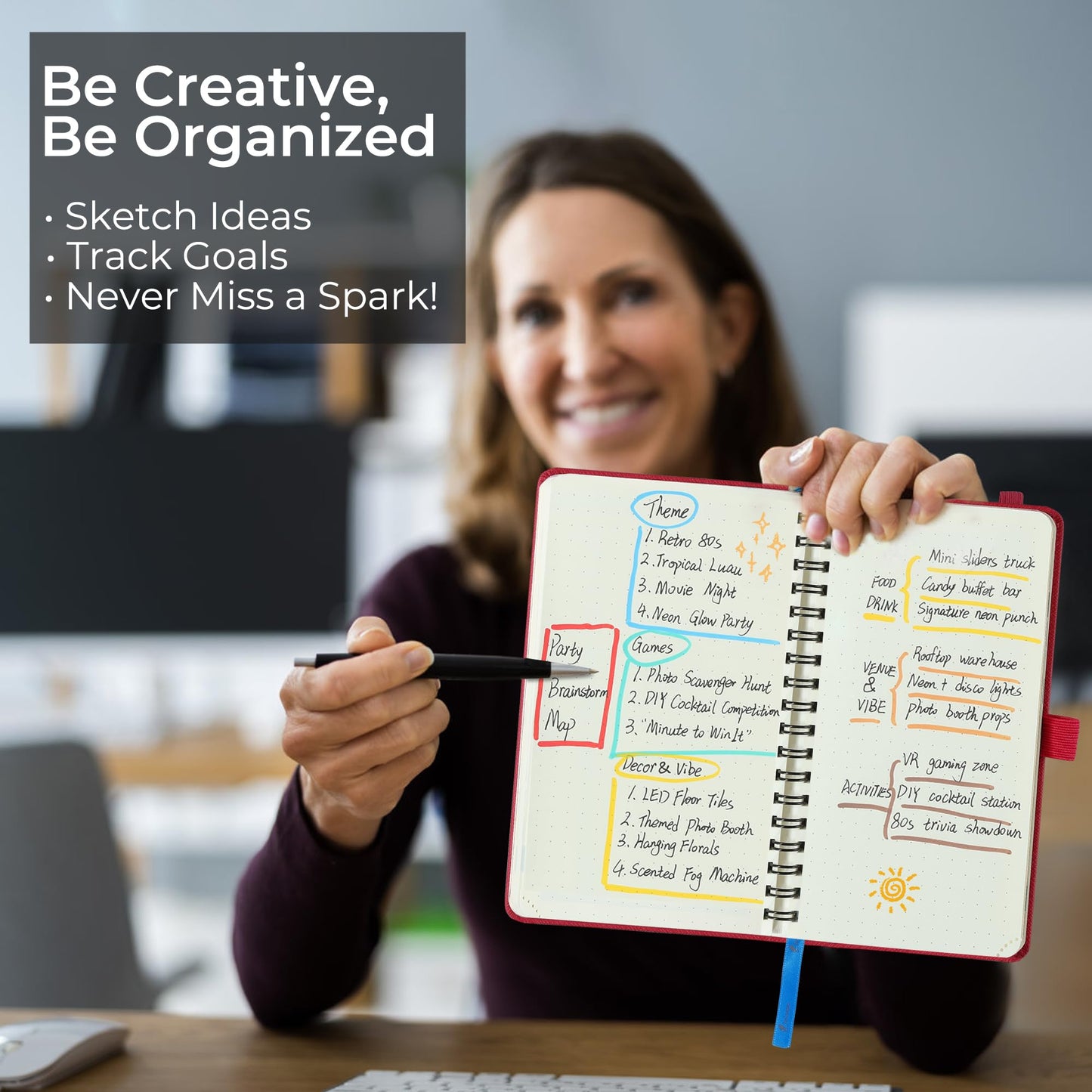 IN-LUXPRO Planner 2026-2027 Daily Weekly and Monthly,6.5"x3.75",18 Months Spiral Bound Calendar Agenda with Self-adhesive Pen Holder,2026 Academic Plan with Vegan Leather Soft Cover,Red