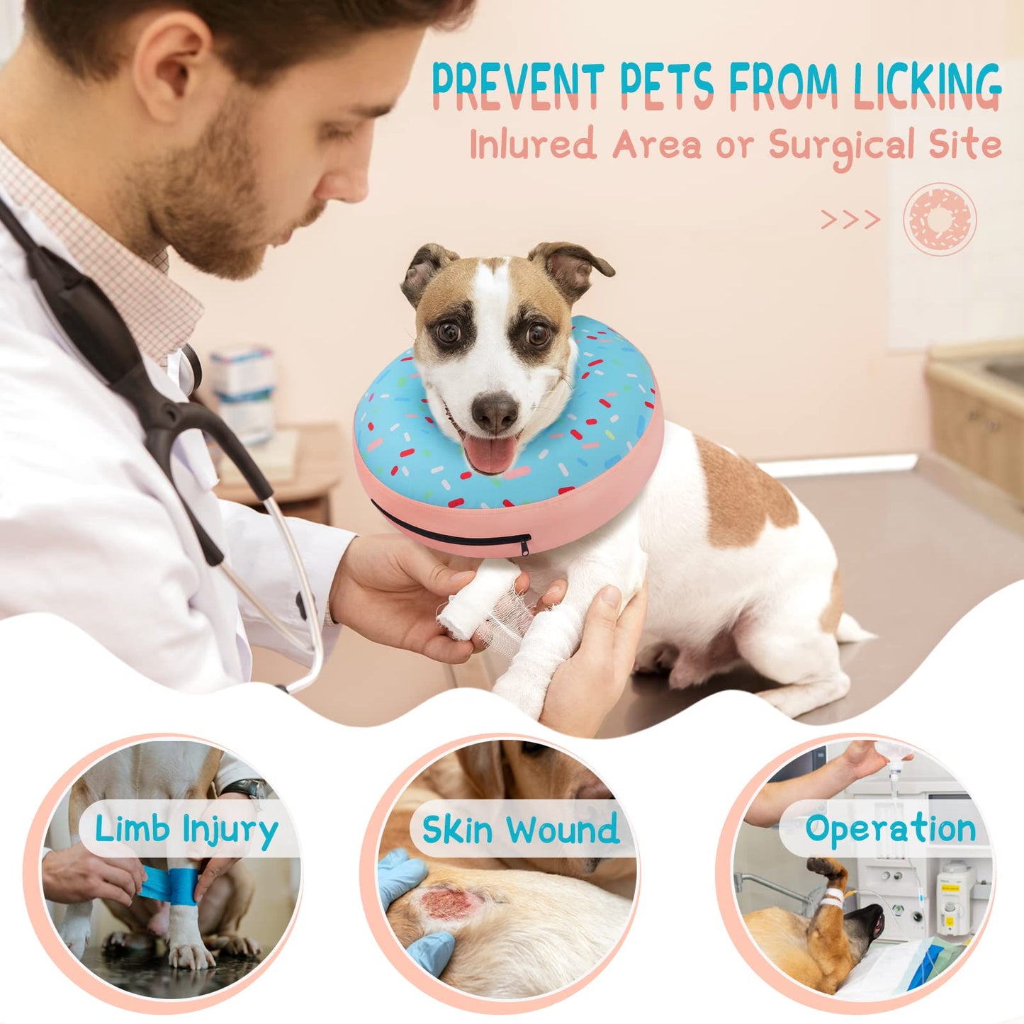 Supet Inflatable Dog Cone Collar for Small Dogs Puppies Cats, Soft Dog Cone Alternative After Surgery for Puppies Cats to Stop Licking