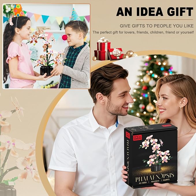 Flower Bouquet Building Blocks Kit Artificial Flowers Toys Botanical Collection DIY Unique Home&Office Bonsai Decoration Adults Teen Girls for Hoilday