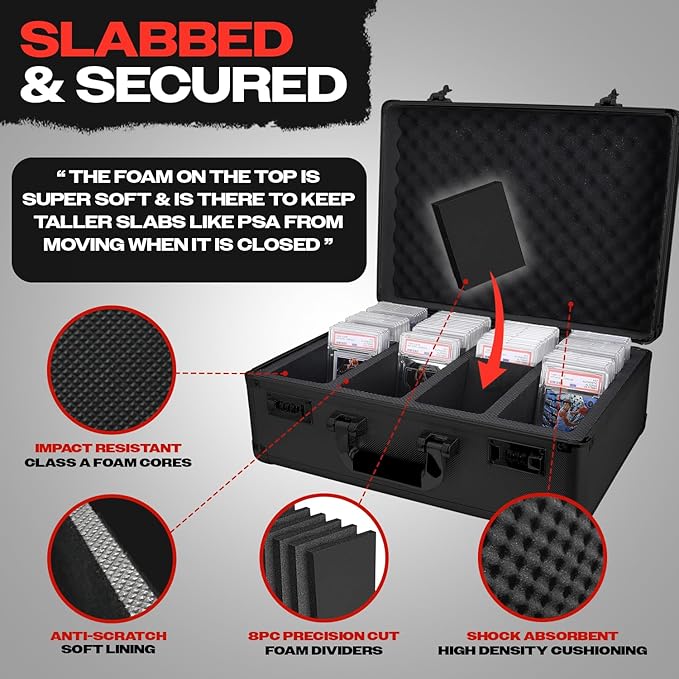 VALUN 160+ 4 ROW Graded Card Storage Box Durable Sports PSA Card Storage Box - Organizer Slab for Your Collection - For Baseball Football TCG MTG Cards - Top Loader Design