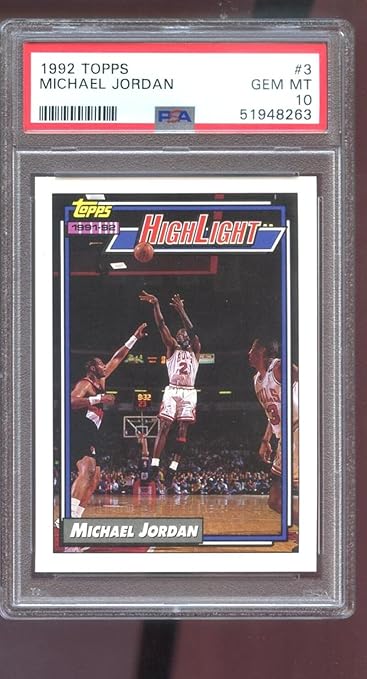 1992-93 Topps #3 Michael Jordan Highlight PSA 10 Graded Basketball Card NBA 1993 GEM MT MINT Chicago Bulls