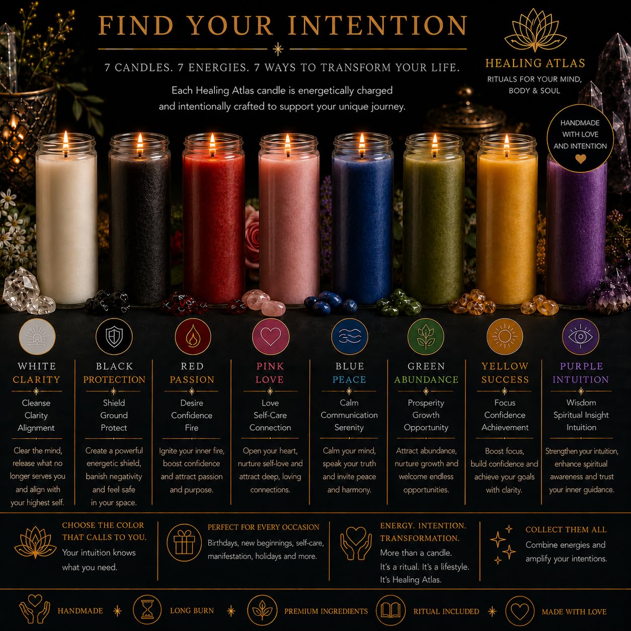 Pink Love Manifestation Candle Kit – 8" Ritual Prayer Candle with Intention Scrolls, Pencil & QR Guide, Self-Love, Harmony & Relationships