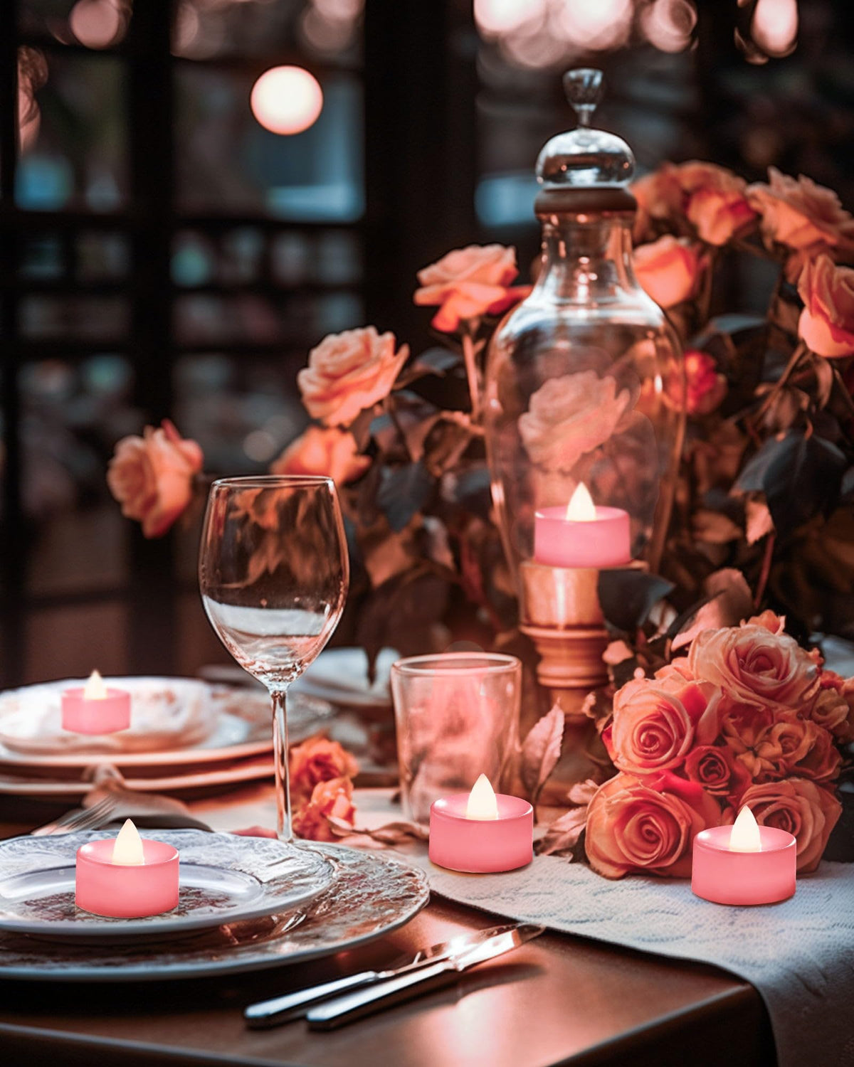 BEICHI Flameless Candles, 24-Pack LED Tea Lights Candles Battery Operated, Electric Fake Tealight Candle, Votive Candle Bulk for Wedding, Party, Home Decor (Pink Candles)