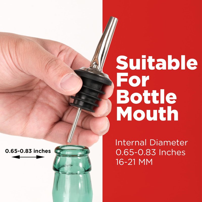 48 Pack Stainless Steel Bottle Pourers for Alcohol, Liquor, and Wine - Bar Accessories, Spouts for Bottles and Dispensers