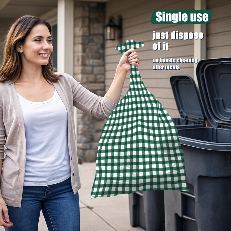 YIDAKO 3pcs 54X108inch Dark Green Checkered Tablecloth,Green Gingham Tablecloths Buffalo Plaid Disposable Plastic Table Covers for Birthday Baby Shower Bridal Wedding Party Birthday Decorations