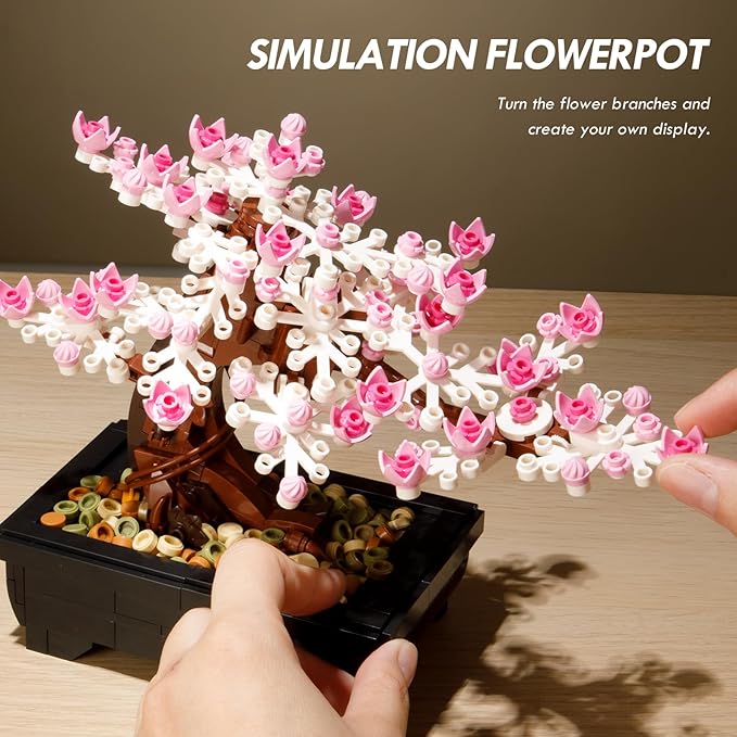 Vamuss 3-In-1Le-go Bonsai Tree Building SetCherry Blossom Tree Building SetDIY Plant Model Botanical Collection Design Kit for AdultsCreative Gift for Home Décor and Office Art