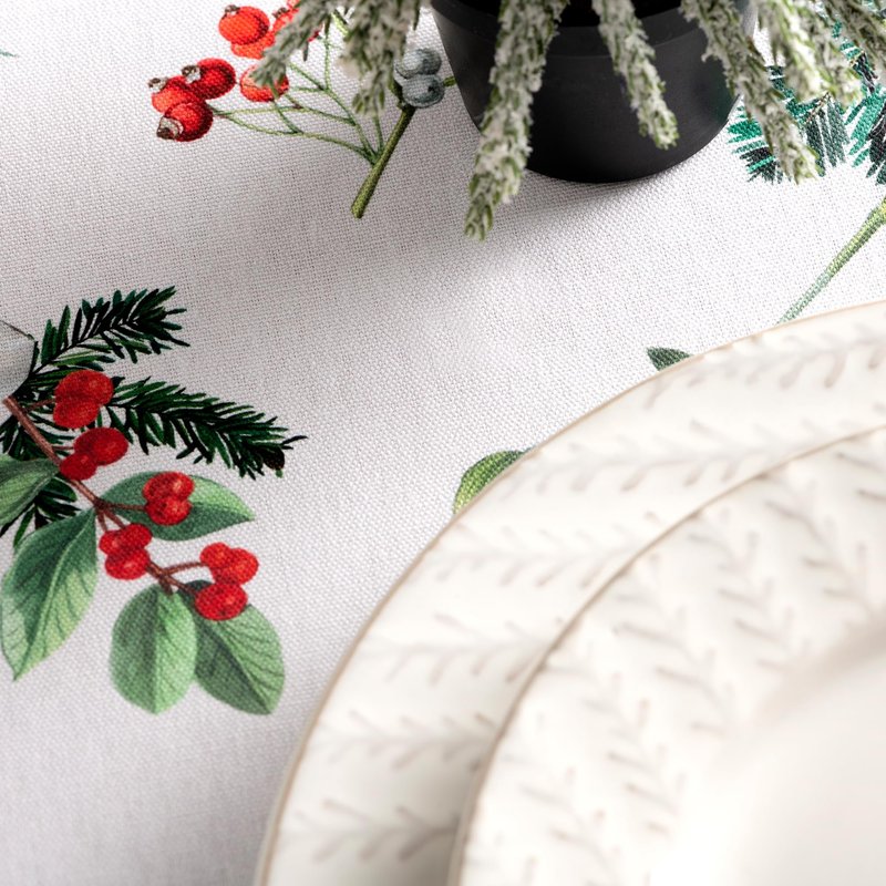 Maison d' Hermine Table Cloth Rectangle Table 100% Cotton 70 x 90 Inches Fall Tablecloth Reusable Everyday Use for Thanksgiving Christmas Decorations Dining Farmhouse Party (Noel)