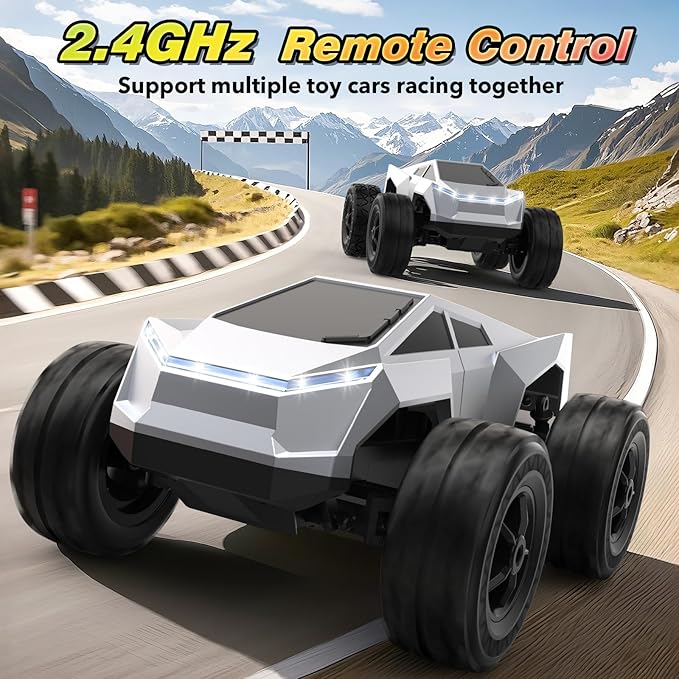 1:18 Scale Remote Control Car Truck 2.4GHz All-Terrain RC Car Toy with LED Lights Boy Toys Monster RC Trucks Birthday Gifts for 4 5 6 7 8 9 10 Year Old Boys Age 4-6 6-8 8-12