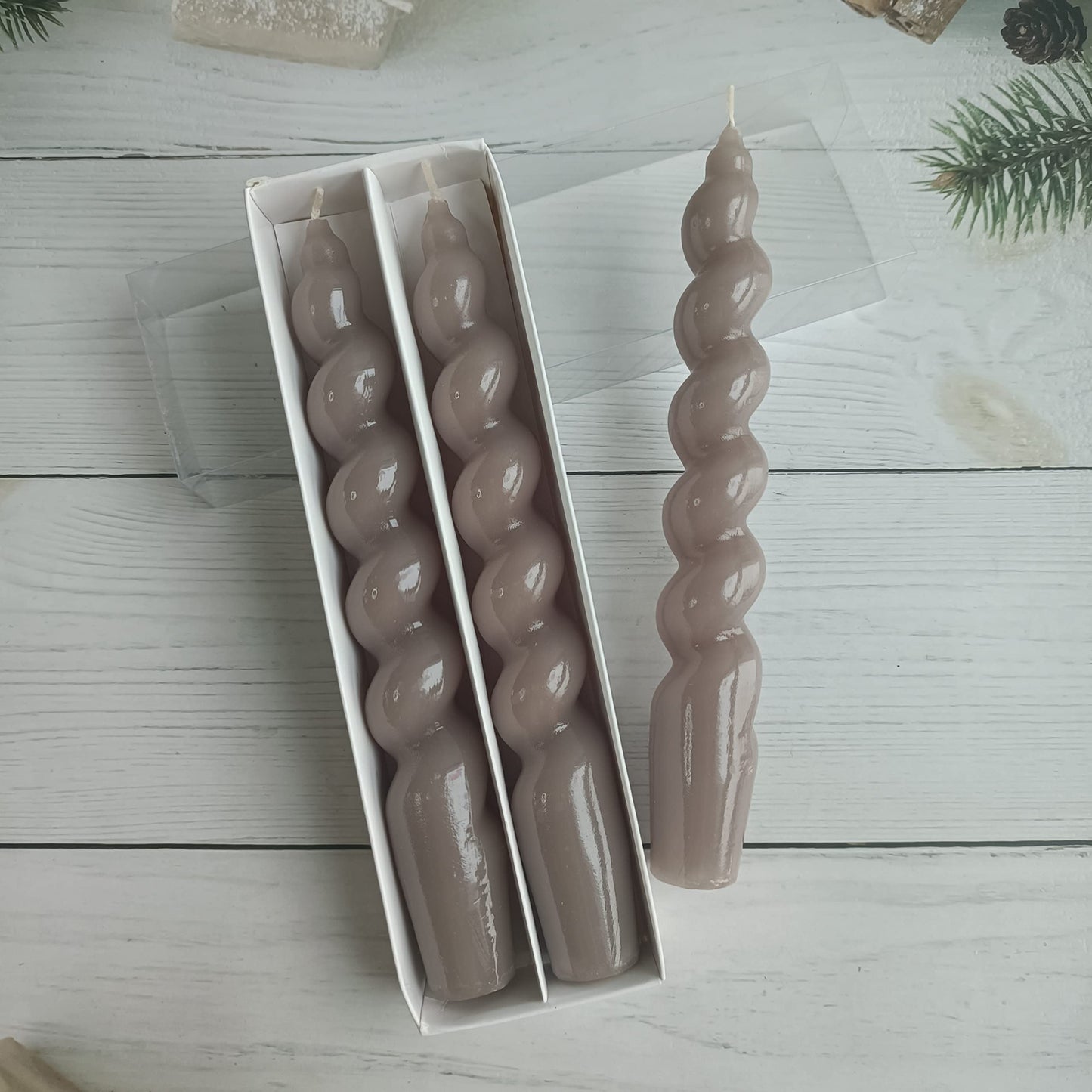 Brown Spiral Taper Candles Twisted Candles H 7.5inch Candles Stick Unscented Dinner Candle Dripless for Home Decor, Relaxation & All Occasions(Brown)