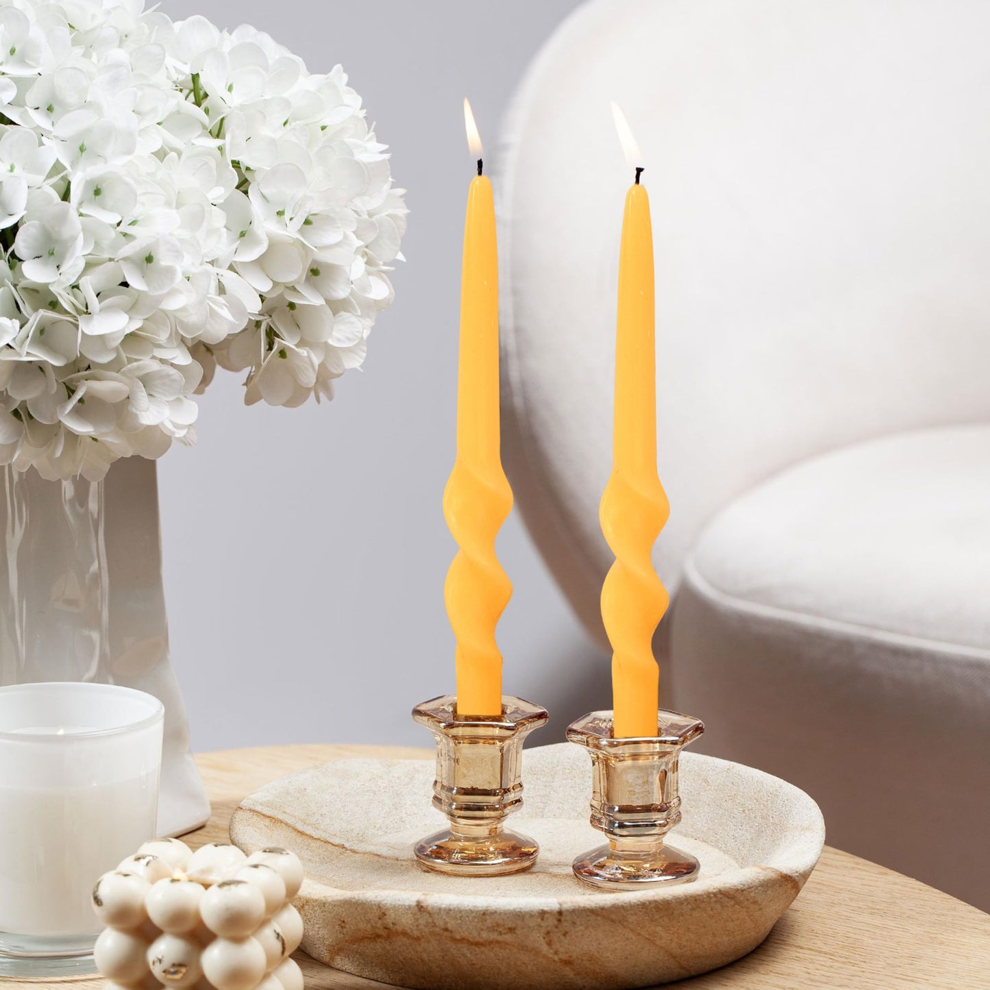 Beeswax Taper Candles Spiral Candlesticks,XINAOBAOLUO 10inches Non Toxic Bees Wax Candles Meditation Beeswax Candles Handmade Natural Honey Twisted Candle Set for Table Home Decor Meditation 2pcs