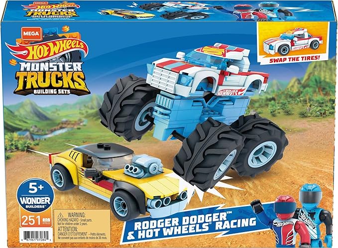 MEGA Hot Wheels Collectible Vehicle Building Toy Car Rodger Dodger 2 Micro Action Figure Drivers and Deluxe Features for Fans and Collectors