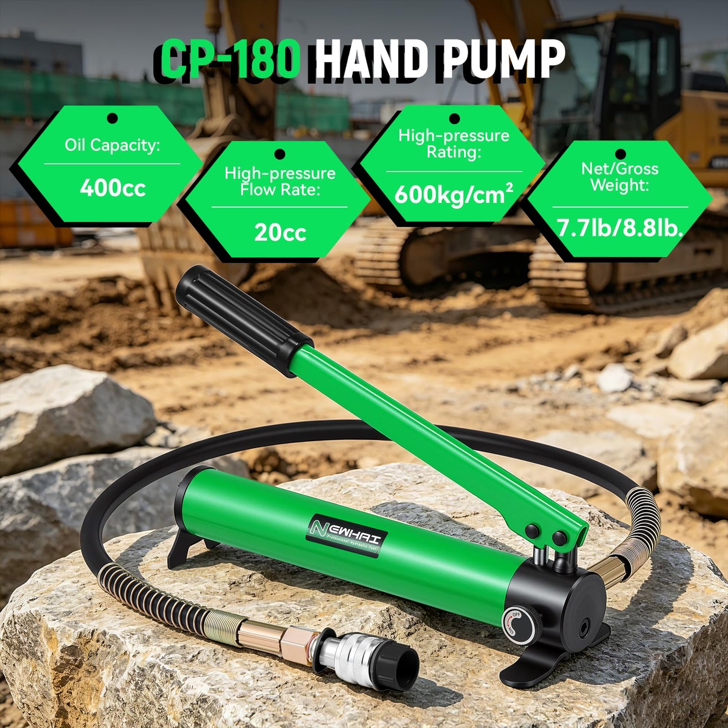 20 Ton Porta Power Ram Kit for Confined Spaces Mini Hydraulic Cylinder 0.47" Stroke with CP-180 Hand Pump Portable Hydraulic Jack for Precise Lifting in Tight Gaps Equipment Repair