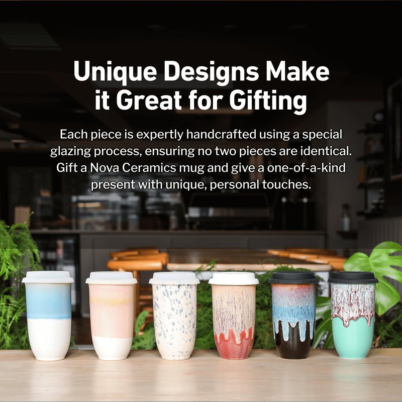 NOVA CERAMICS Travel Mug On the Go Coffee Tumbler Microwave & Dishwasher Safe Green Tumbler - Gifts For Women Men Him Her 16oz Nebula